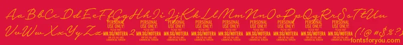Notera2lightPersonal Font – Orange Fonts on Red Background