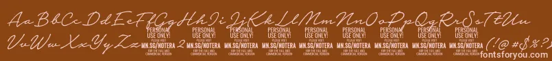 Notera2lightPersonal Font – Pink Fonts on Brown Background