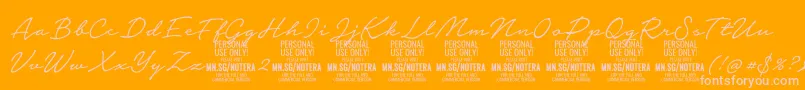 Notera2lightPersonal Font – Pink Fonts on Orange Background