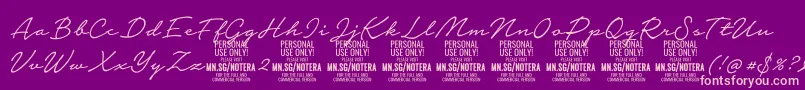 Notera2lightPersonal Font – Pink Fonts on Purple Background