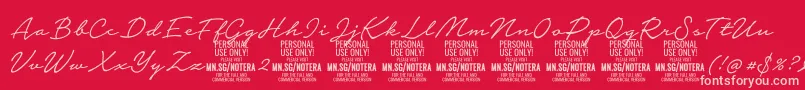 Notera2lightPersonal Font – Pink Fonts on Red Background