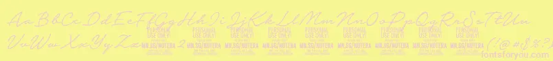 Notera2lightPersonal Font – Pink Fonts on Yellow Background