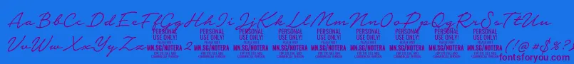 Notera2lightPersonal Font – Purple Fonts on Blue Background