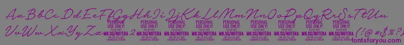 Notera2lightPersonal Font – Purple Fonts on Gray Background