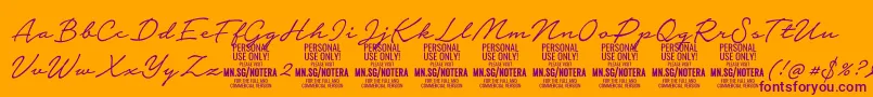 Notera2lightPersonal Font – Purple Fonts on Orange Background
