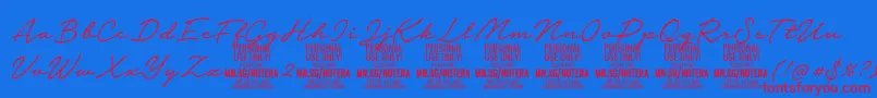 Notera2lightPersonal-Schriftart – Rote Schriften auf blauem Hintergrund