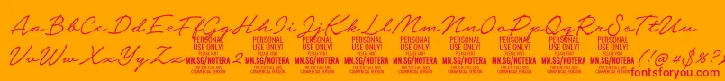Notera2lightPersonal Font – Red Fonts on Orange Background