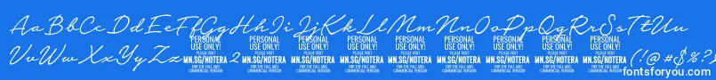 Notera2lightPersonal Font – White Fonts on Blue Background