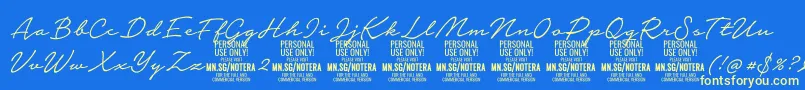 Notera2lightPersonal-Schriftart – Gelbe Schriften auf blauem Hintergrund