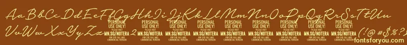 Notera2lightPersonal Font – Yellow Fonts on Brown Background