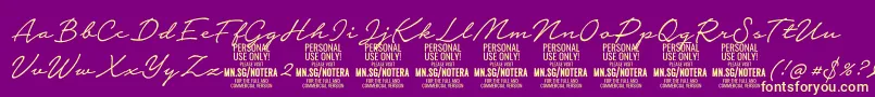 Notera2lightPersonal Font – Yellow Fonts on Purple Background