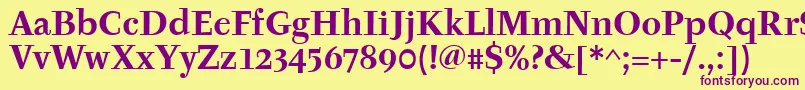 TyfaitcTtРџРѕР»СѓР¶РёСЂРЅС‹Р№-Schriftart – Violette Schriften auf gelbem Hintergrund