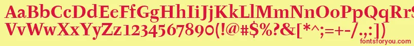 TyfaitcTtРџРѕР»СѓР¶РёСЂРЅС‹Р№-Schriftart – Rote Schriften auf gelbem Hintergrund