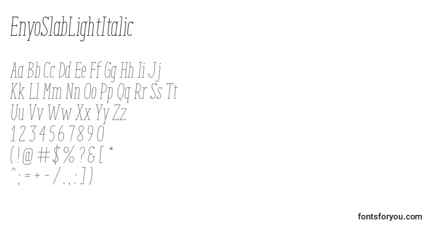 EnyoSlabLightItalic Font – alphabet, numbers, special characters
