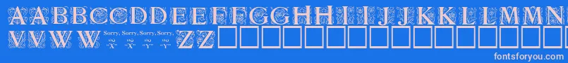 Zallman-Schriftart – Rosa Schriften auf blauem Hintergrund