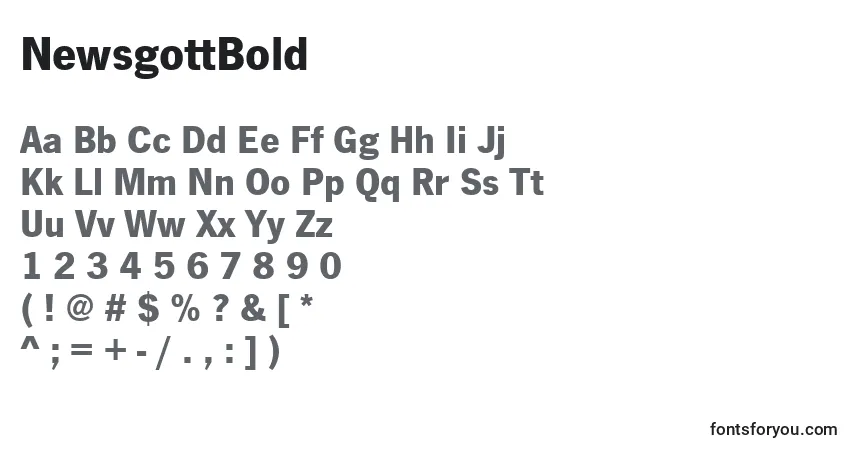 Шрифт NewsgottBold – алфавит, цифры, специальные символы