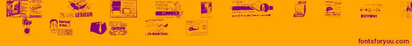 Reclame-Schriftart – Violette Schriften auf orangefarbenem Hintergrund