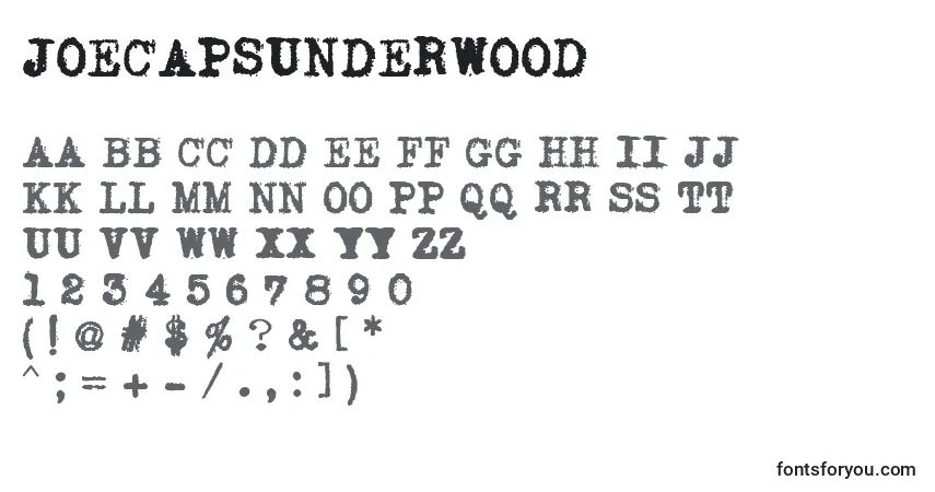 Czcionka JoeCapsUnderwood – alfabet, cyfry, specjalne znaki