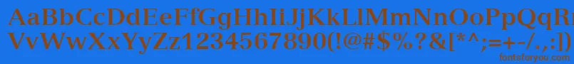 Weitere Informationen zur VersaillesLt75Bold-Schriftart VersaillesLt75Bold-Schriftart – Braune Schriften auf blauem Hintergrund