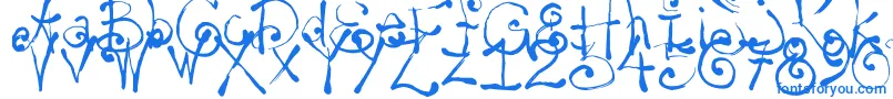 フォントYay14 – 白い背景に青い文字