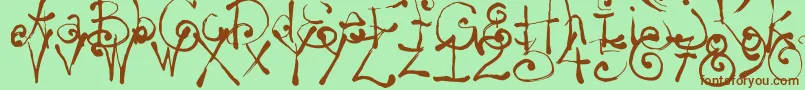 フォントYay14 – 緑の背景に茶色のフォント