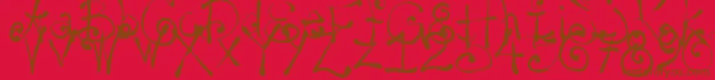 Yay14-Schriftart – Braune Schriften auf rotem Hintergrund
