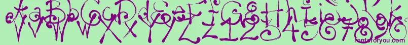 フォントYay14 – 緑の背景に紫のフォント