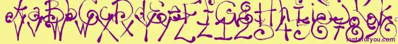 フォントYay14 – 紫色のフォント、黄色の背景