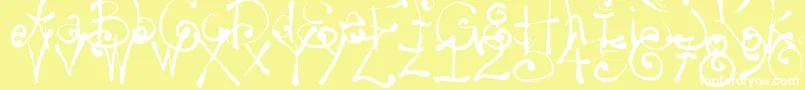 Yay14-Schriftart – Weiße Schriften auf gelbem Hintergrund