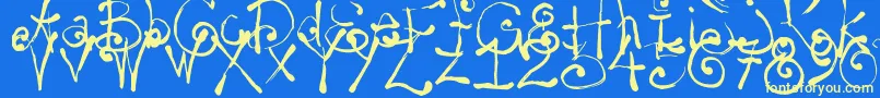 Yay14-fontti – keltaiset fontit sinisellä taustalla