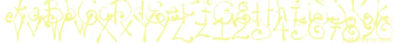 Yay14-Schriftart – Gelbe Schriften auf weißem Hintergrund