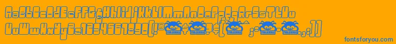 Oggle ffy-Schriftart – Blaue Schriften auf orangefarbenem Hintergrund