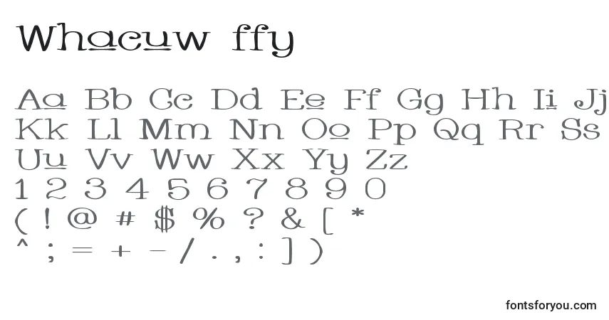 Schriftart Whacuw ffy – Alphabet, Zahlen, spezielle Symbole