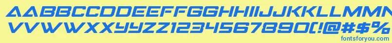 Strikefighterexpandital Font – Blue Fonts on Yellow Background