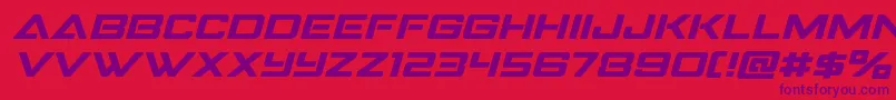 フォントStrikefighterexpandital – 赤い背景に紫のフォント