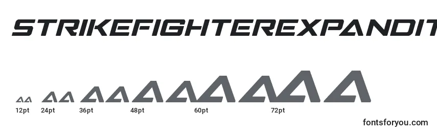 Размеры шрифта Strikefighterexpandital