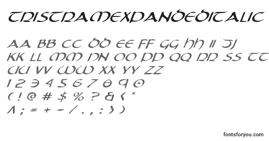 Schriftart TristramExpandedItalic – Alphabet, Zahlen, spezielle Symbole