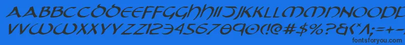 TristramExpandedItalic Font – Black Fonts on Blue Background