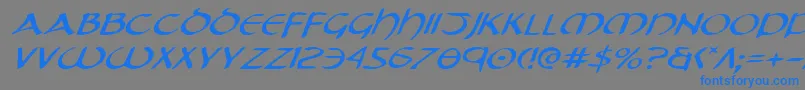 フォントTristramExpandedItalic – 灰色の背景に青い文字