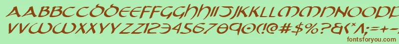 TristramExpandedItalic Font – Brown Fonts on Green Background