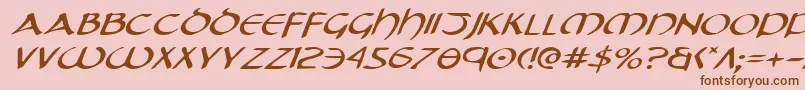 Weitere Informationen zur TristramExpandedItalic-Schriftart TristramExpandedItalic-Schriftart – Braune Schriften auf rosa Hintergrund