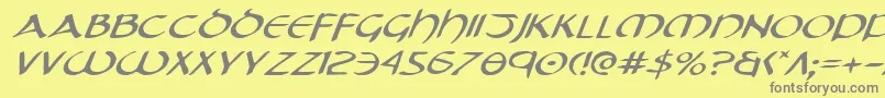 TristramExpandedItalic-Schriftart – Graue Schriften auf gelbem Hintergrund