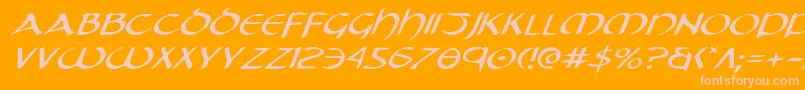 TristramExpandedItalic-Schriftart – Rosa Schriften auf orangefarbenem Hintergrund