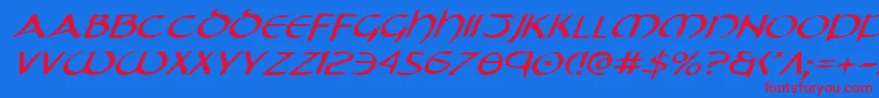 TristramExpandedItalic Font – Red Fonts on Blue Background