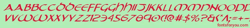 TristramExpandedItalic Font – Red Fonts on Green Background