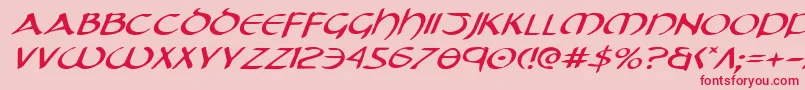 TristramExpandedItalic Font – Red Fonts on Pink Background