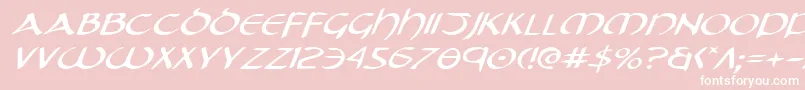 TristramExpandedItalic-Schriftart – Weiße Schriften auf rosa Hintergrund