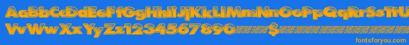 Weitere Informationen zur Pitstop-Schriftart Pitstop-Schriftart – Orangefarbene Schriften auf blauem Hintergrund
