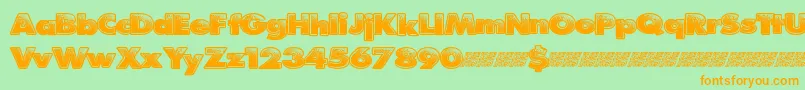 Pitstop-Schriftart – Orangefarbene Schriften auf grünem Hintergrund