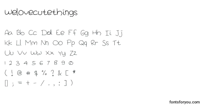 A fonte Welovecutethings – alfabeto, números, caracteres especiais
